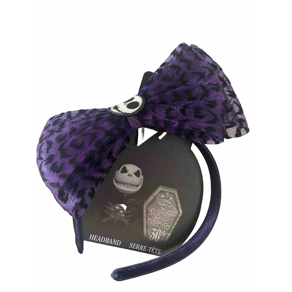 Disney Nightmare Before Christmas Headband 30th Tim Burton's‎ Purple Bow Skull